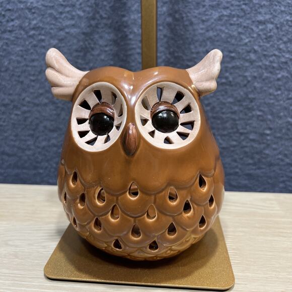 Ceramic Owl Brown Candle Tealight Holders Decorative - Picture 1 of 8